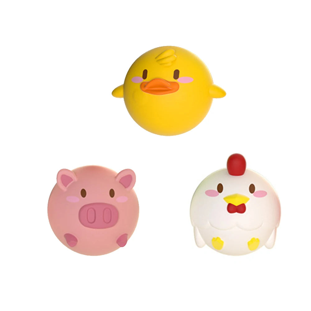 Baby Cute Animals Bath Toy LED Light Up Toys Swimming Water Soft Rubber Float Induction Luminous Duck for Kids Play Funny Gifts