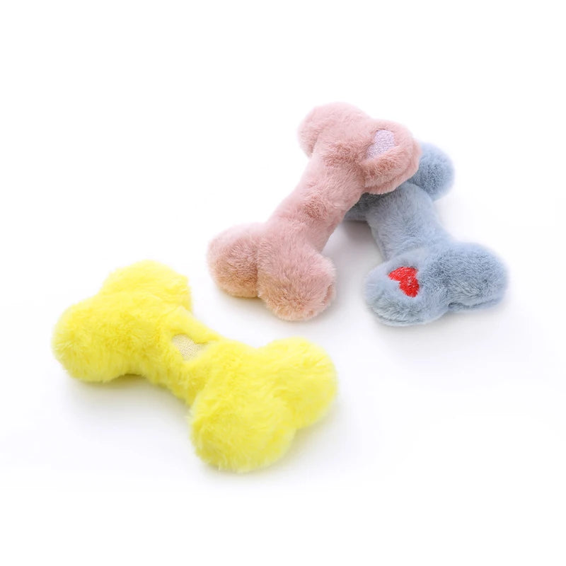 Love Bone Plush Squeaky Dog Toy for Interactive Chewing and Play