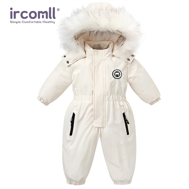 Ircomll Kids Boy Girl Winter Snowsuit Plus Velvet Toddler Jacket Clothes For Boy Infant Jumpsuit Hoodied Overalls 2-6Y Outwear