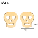 Punk Halloween Earring Black Stainless Steel Ghost Pirate Skull Stud Earrings Women Men Goth Pumpkin Spider Bat Ear Jewelry Gift
