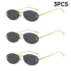 Fashion Rimless Oval UV400 Diamond Sunglasses for Women