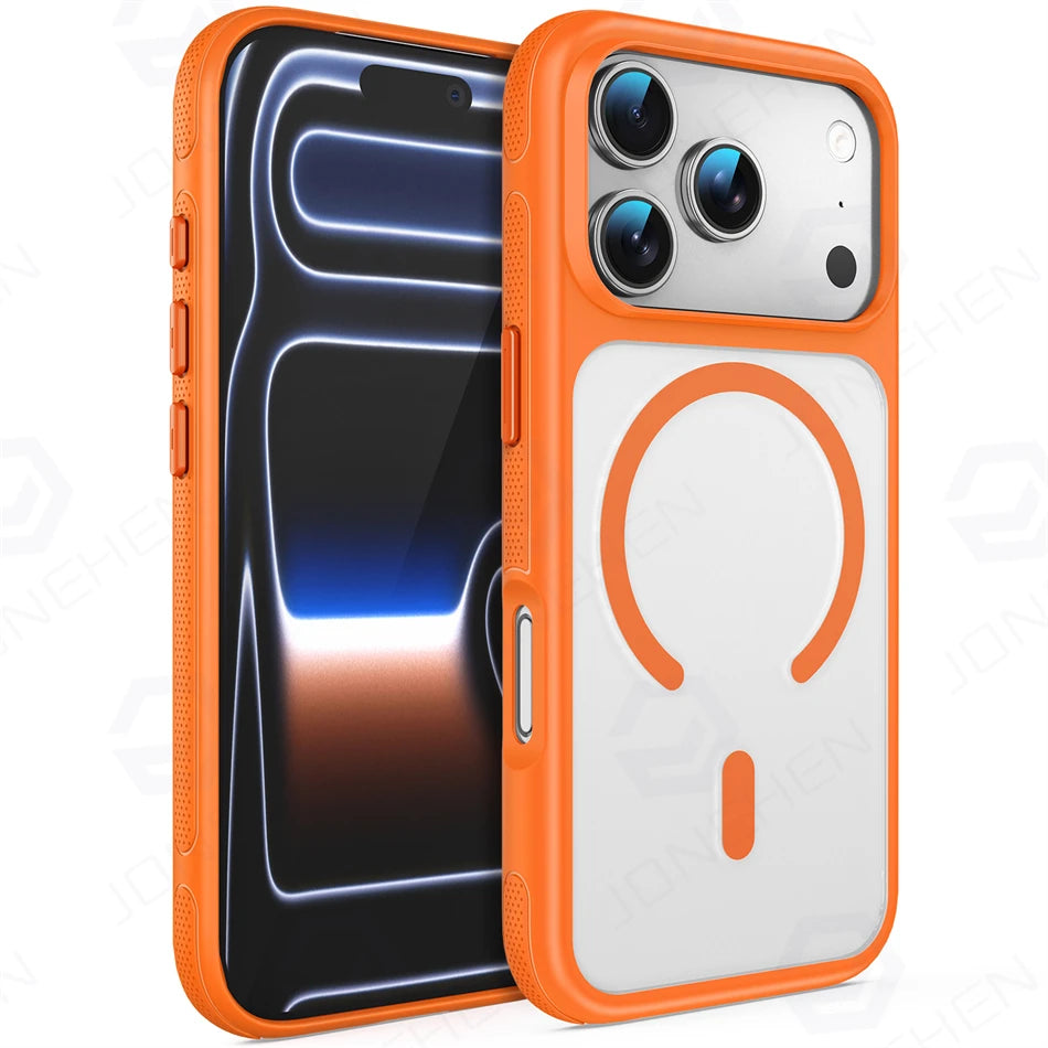 Magnetic Frosted For Magsafe Shockproof Case For iPhone 18 17 16 Pro 15 14 13 Max Translucent Wireless Charge Anti-fall Cover