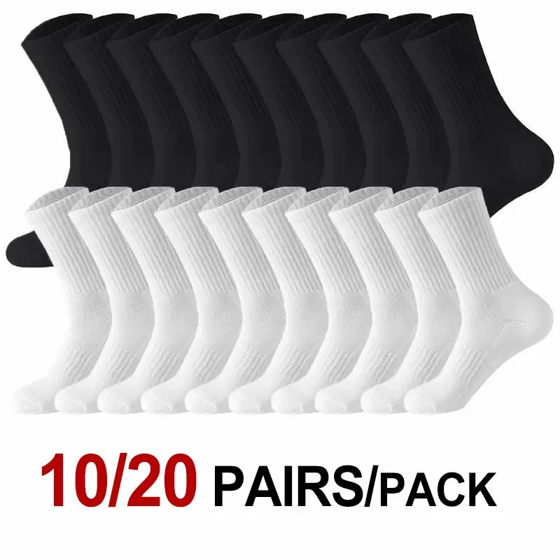 10/20 Pair Men Women Anti Odor Knitted Mid Tube Socks Suitable All Seasons Sweat Absorbing Breathable Couples Casual Sports Sock