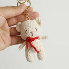 Cute Bear Couple Crochet Keychain Matching Animal Charm