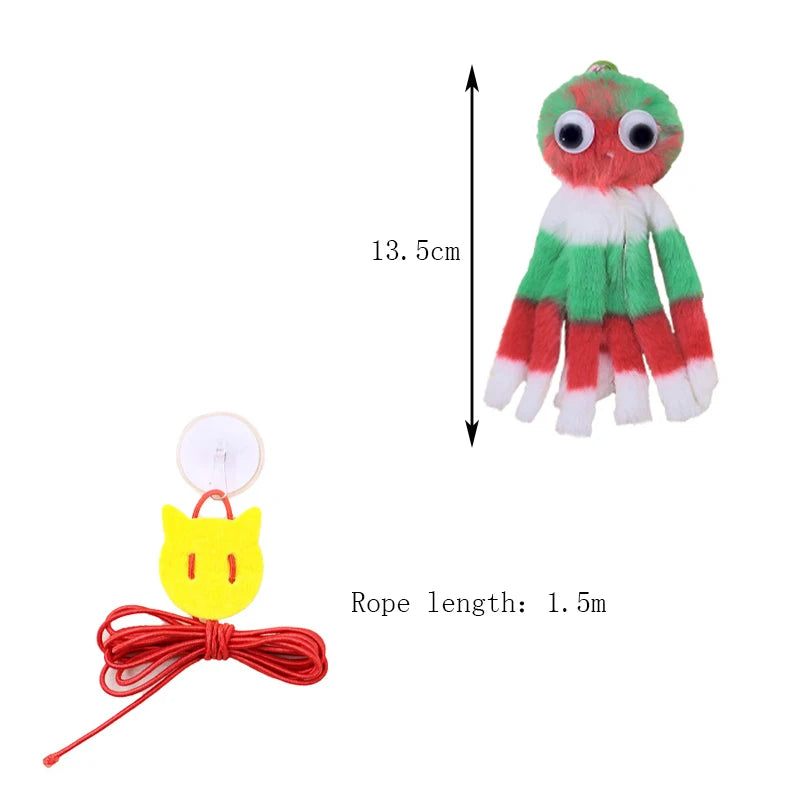 Fashion Hanging Sound Octopus Cat Toys to Relieve Boredom and Self-Exciting Plush Octopus Elastic Rope Teasing Cat Stick Pet Toy