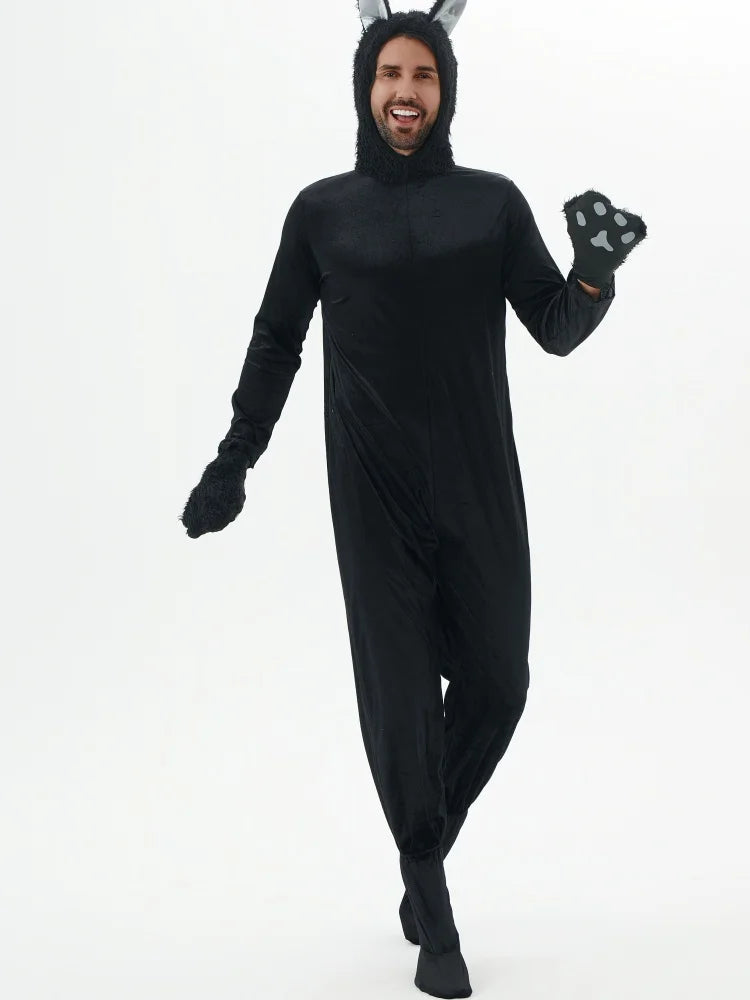 Adult Cosplay Black Cat Costume Animal Onesie Suitable for Halloween Party Dance Jumpsuits Costumes Props Suit Woman Men
