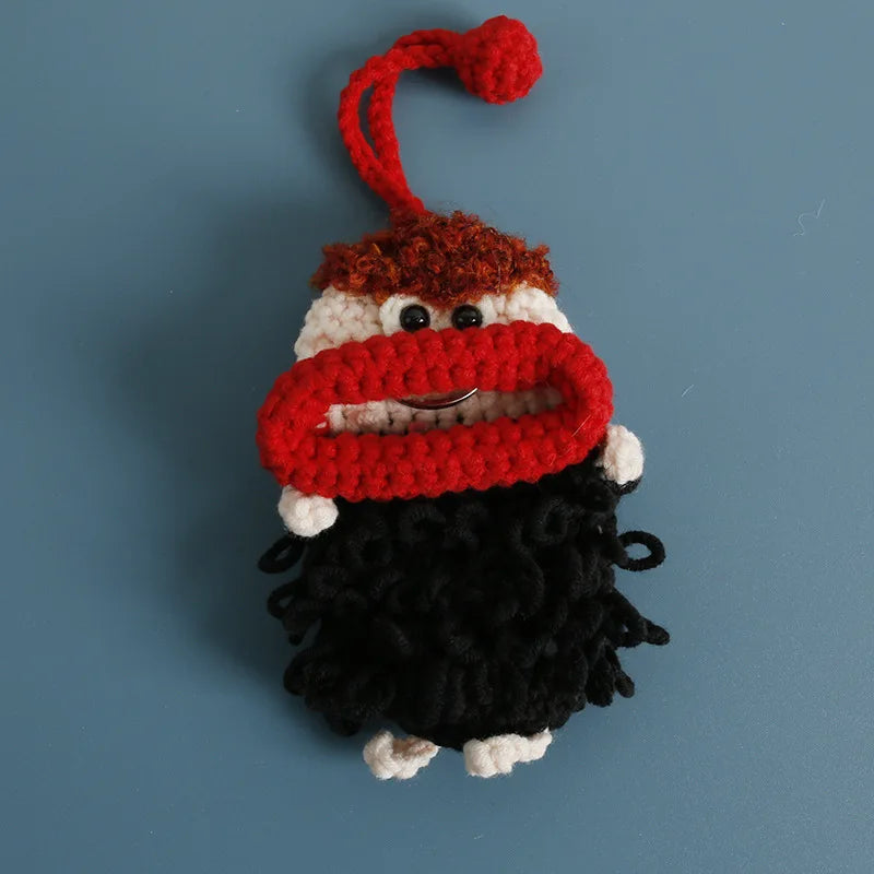 Funny Fruit Sausage Mouth Crochet Keychain Key Holder
