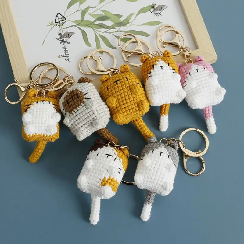 Small Cat Crochet Keychain Cute Kitten Bag Charm