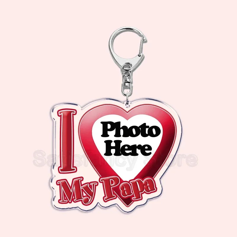 Custom Text I Love My Boyfriend Girlfriend Keychains Key Chain Photo Wife Hot Mom Dad King Queen Idol Baby Family Keychains Gift