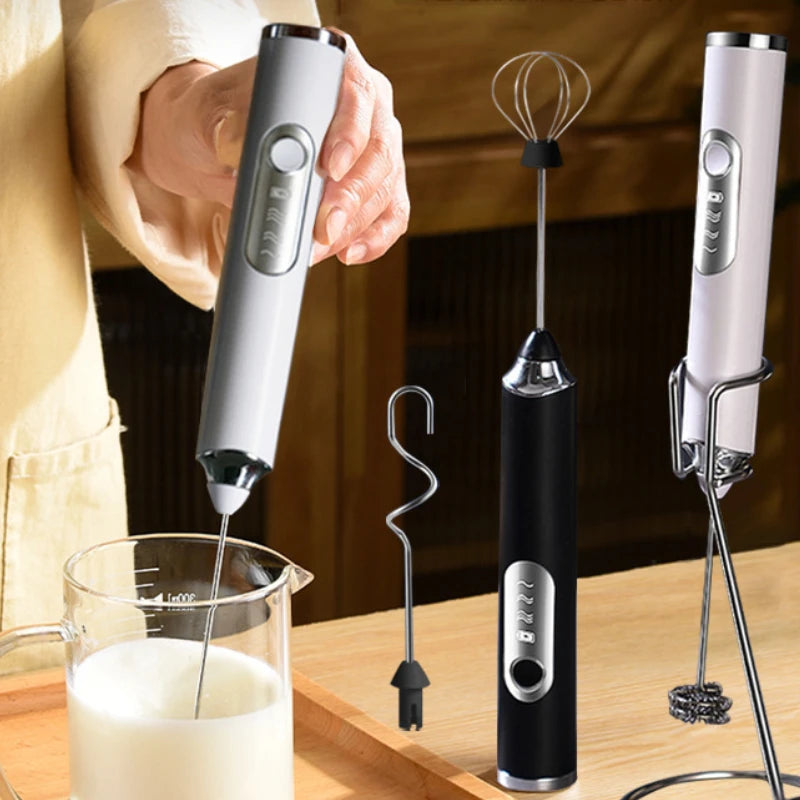 Wireless Electric Milk Frother USB Rechargeable Handheld Coffee Whisk Mixer