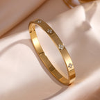 ZAKOL 5/1pcs Sparkling Zirconia Inlaid Stainless Steel Bracelet Set for Women Stackable Bangles Fashion Non Fading Jewelry Gift
