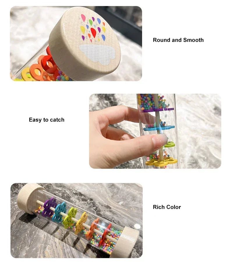 Montessori Wooden Rain Stick Baby Sensory Music Toy