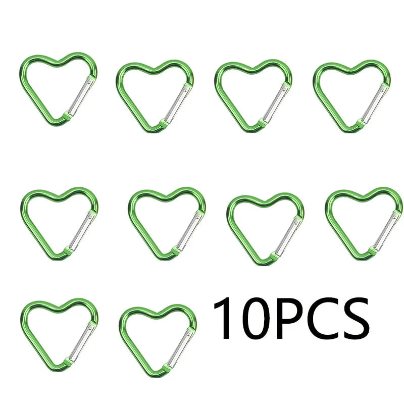 10PCS Heart Shaped Aluminum Carabiner Keychain Clips for Everyday Use