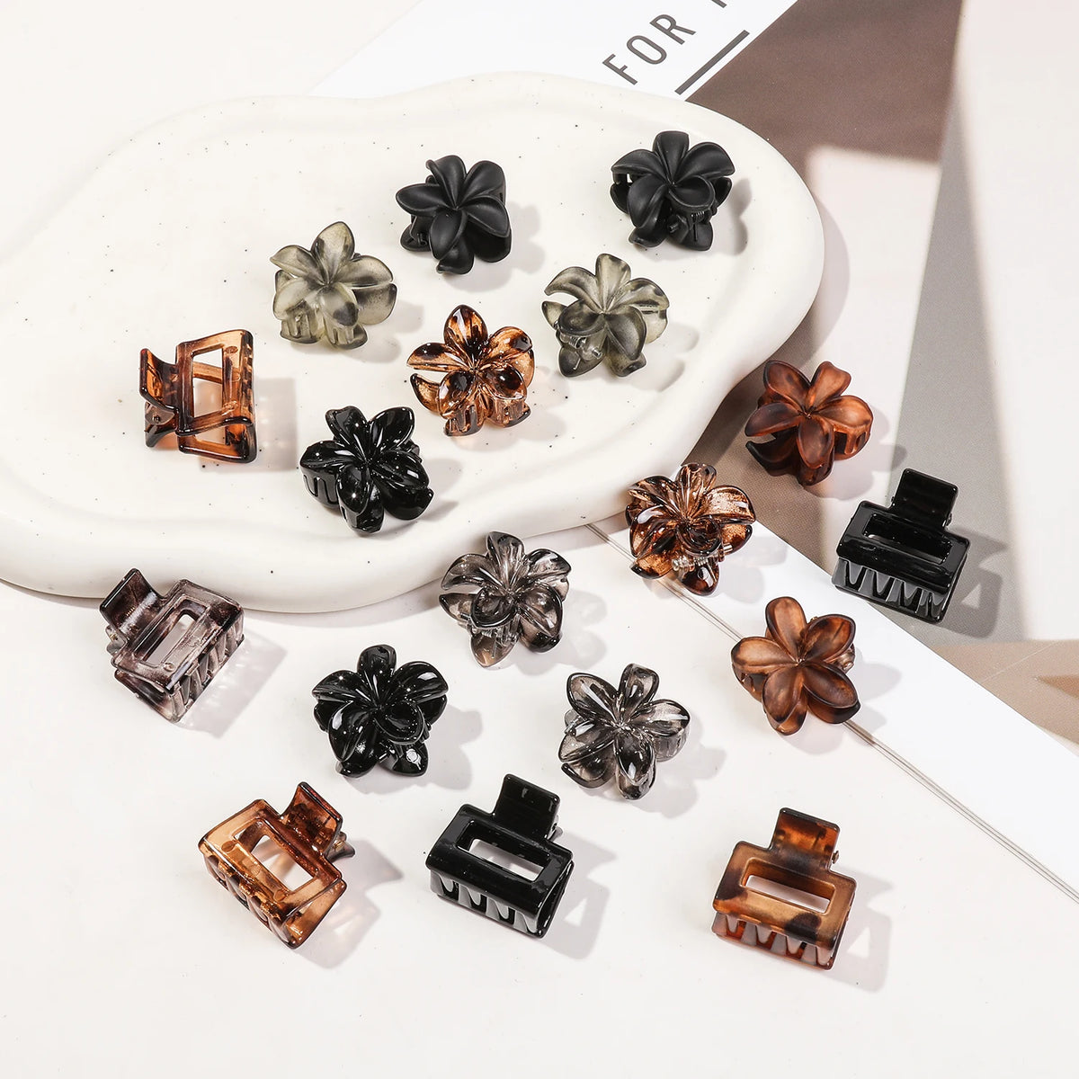 Mini Flower Hair Claw Clips Pack for Women & Girls