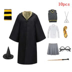 Harri Potters Adult&Children Cosplay Costume Gryffindors Shirt Gown Cloak Tie Scarf Wand Slytherin Skirt Halloween Hermione Gift