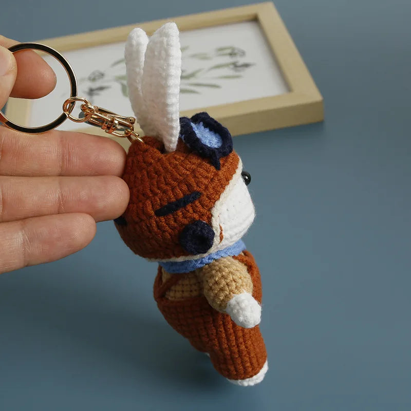 Cute Mushroom Rabbit Crochet Keychain Bunny Bag Charm