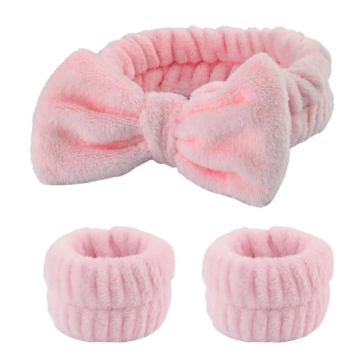 Coral Fleece Face Wash Headband & Absorbent Wristband Set