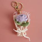 Crochet Flower Bouquet Keychain Handmade Floral Bag Charm