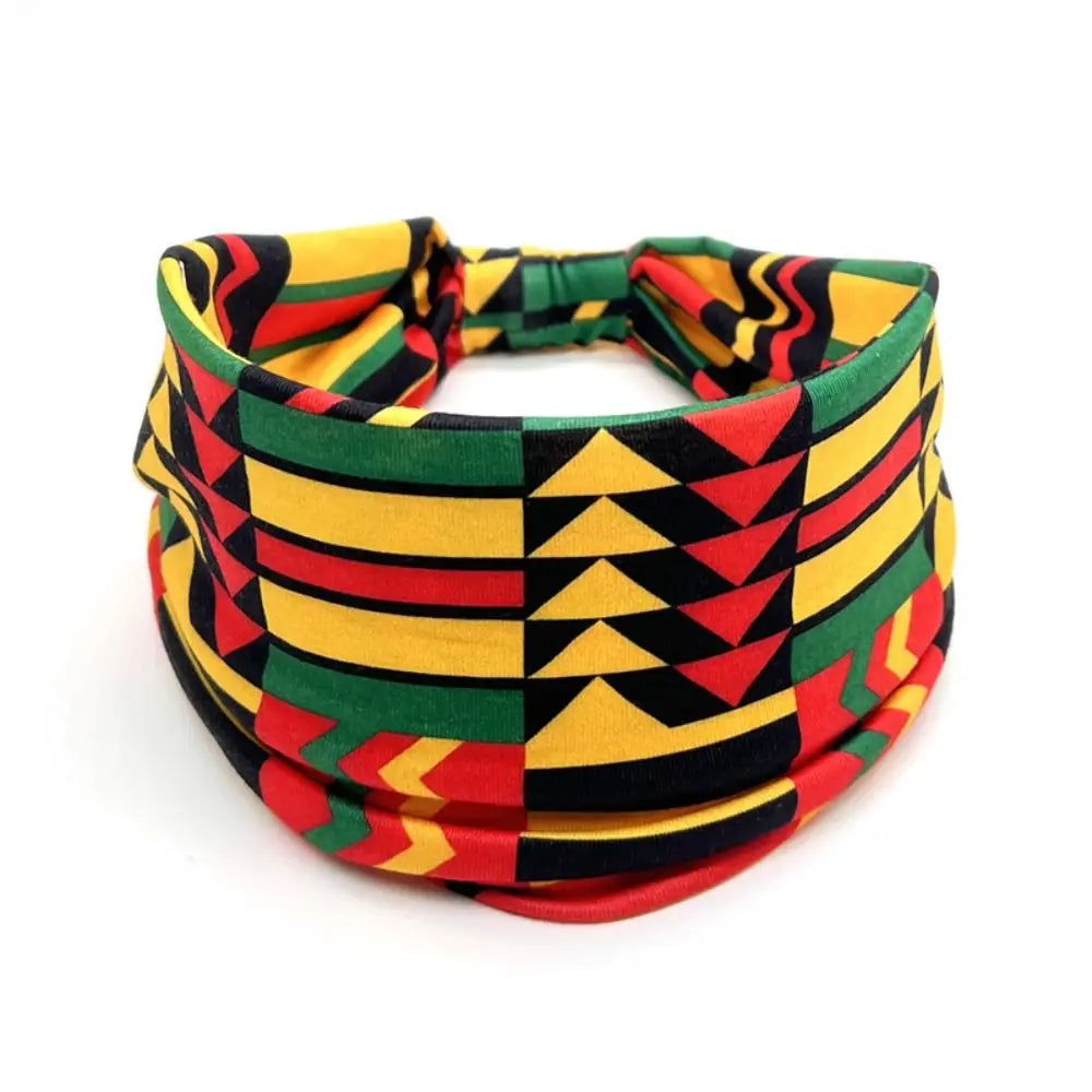 Boho Print Wide Knot Elastic Headband for Women