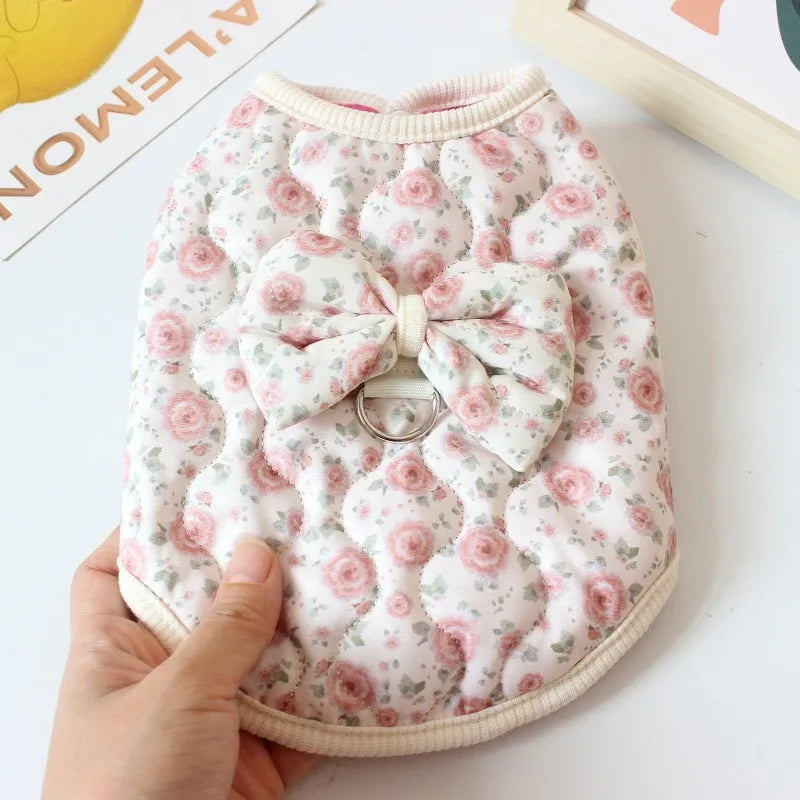 Overalls for Dogs Cats Winter Dog Clothes Fashion Floral Puppy Coat Pet Warm Jacket Chihuahua Yorkie Dachshund Plush Dog Vests