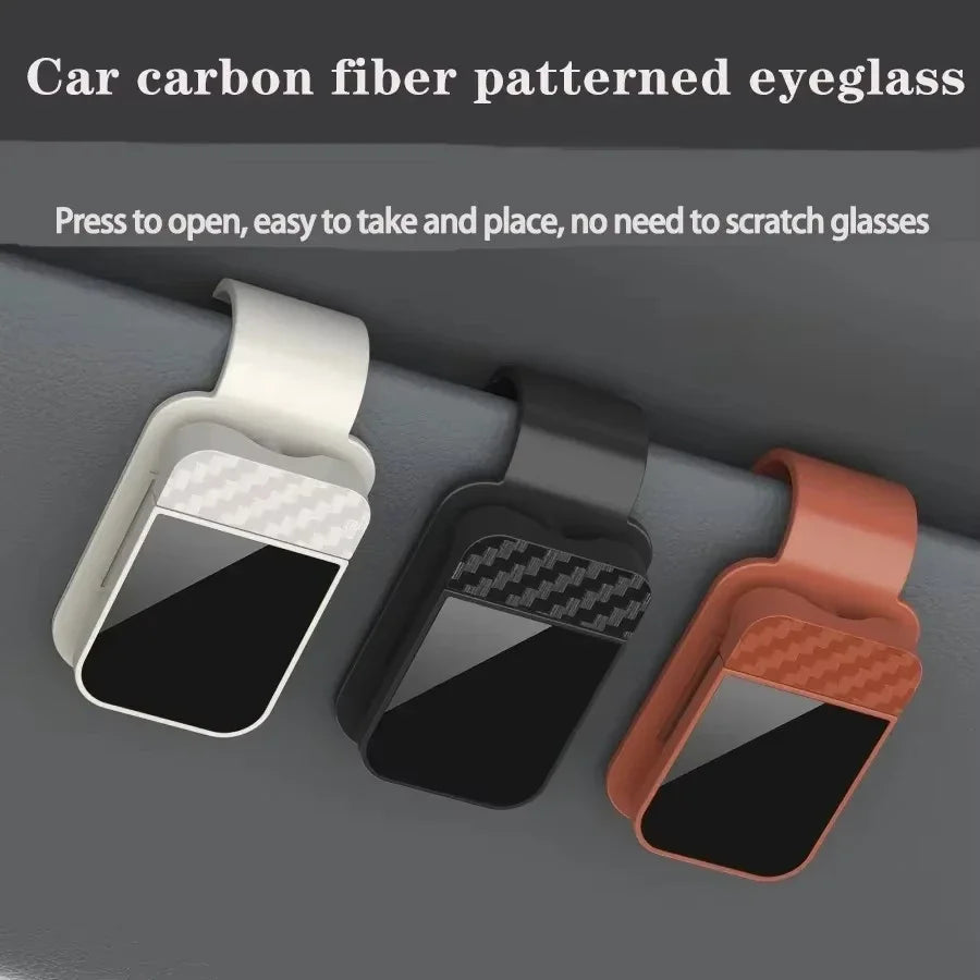 Car Carbon Fiber Eyeglass Clip Multifunctional Car Sunglasses Frame Ticket Clip Horizontal Sunshade Sunglasses Storage Product