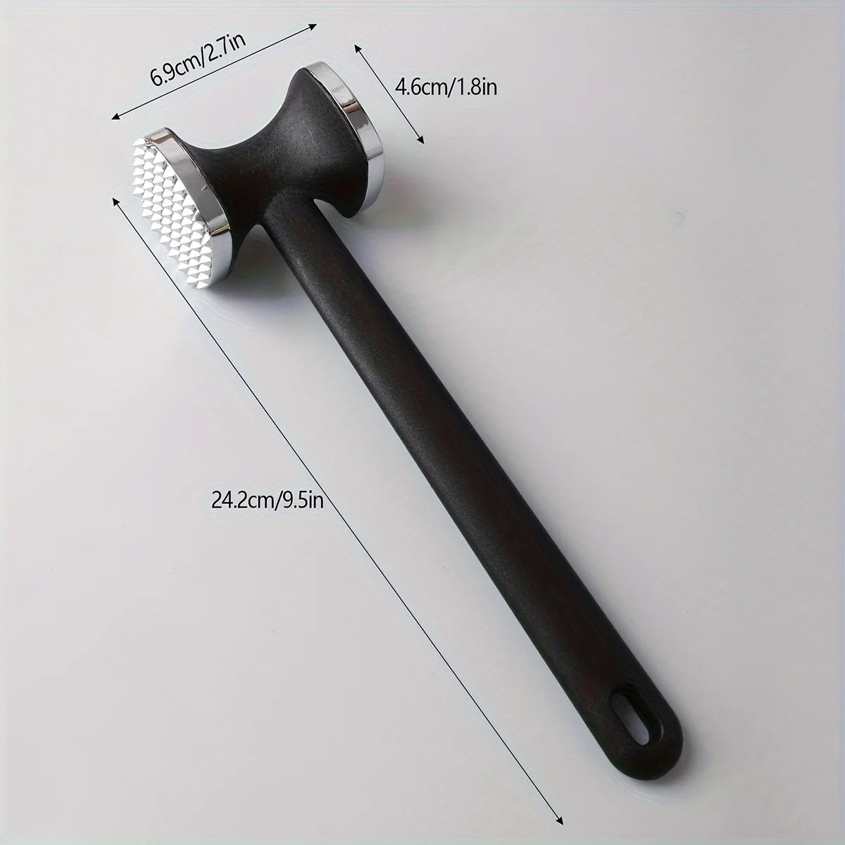 Heavy Duty Stainless Steel Meat Tenderizer Hammer – Rubber Grip Steak Mallet Tool
