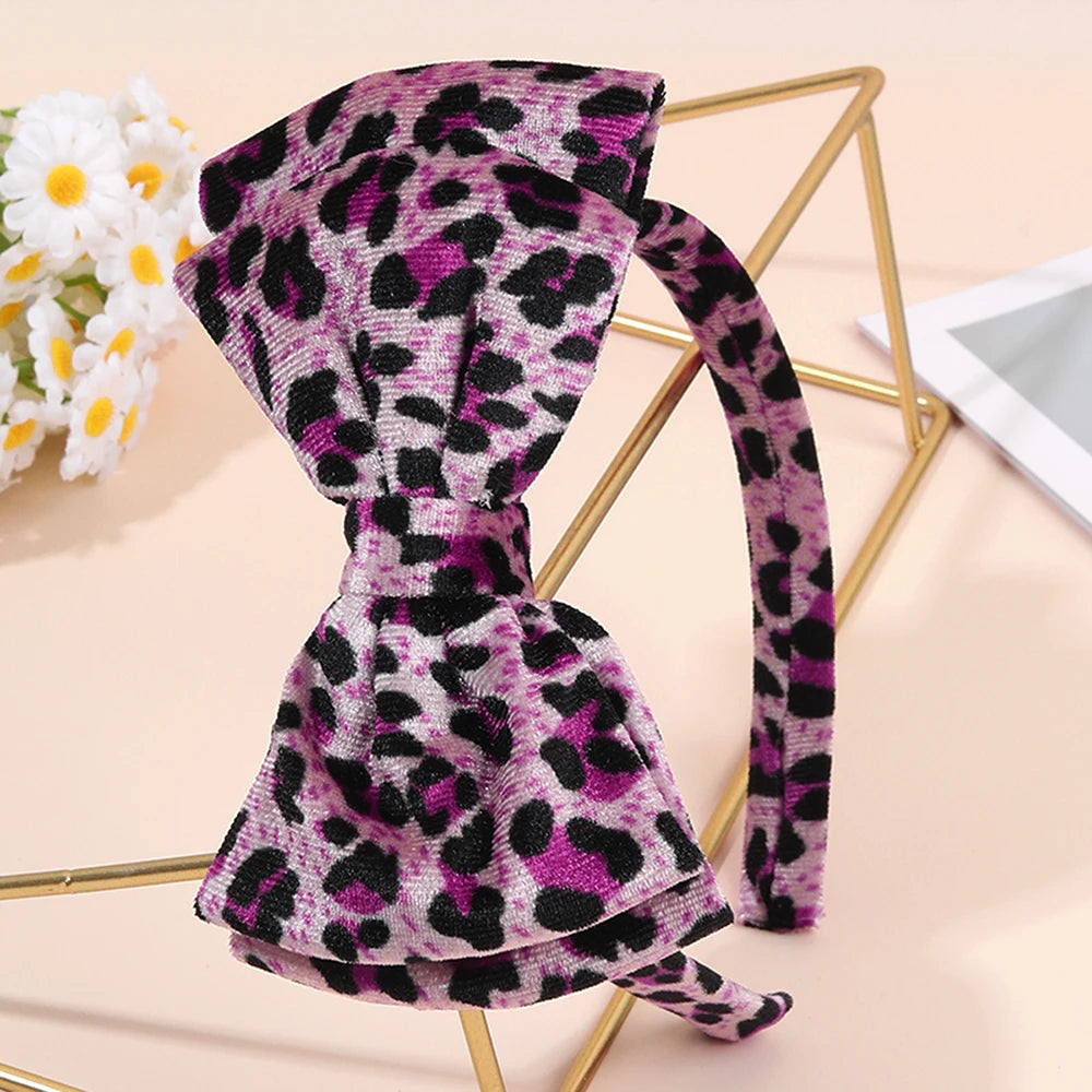 Solid Velvet Bow Headband For Girls Sweet Double-Layer Large Bownot Adjustable Hair Hoop Children Women Headwear Accessories