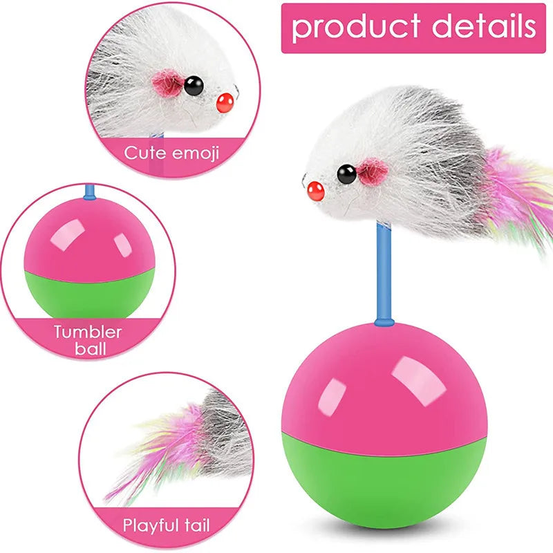 New Cat Toys Set Mouse Not Tumbler Fun Teasing Cats and Dogs Self High Toys Pet Supplies Set of Toys Teasing Cat Toys