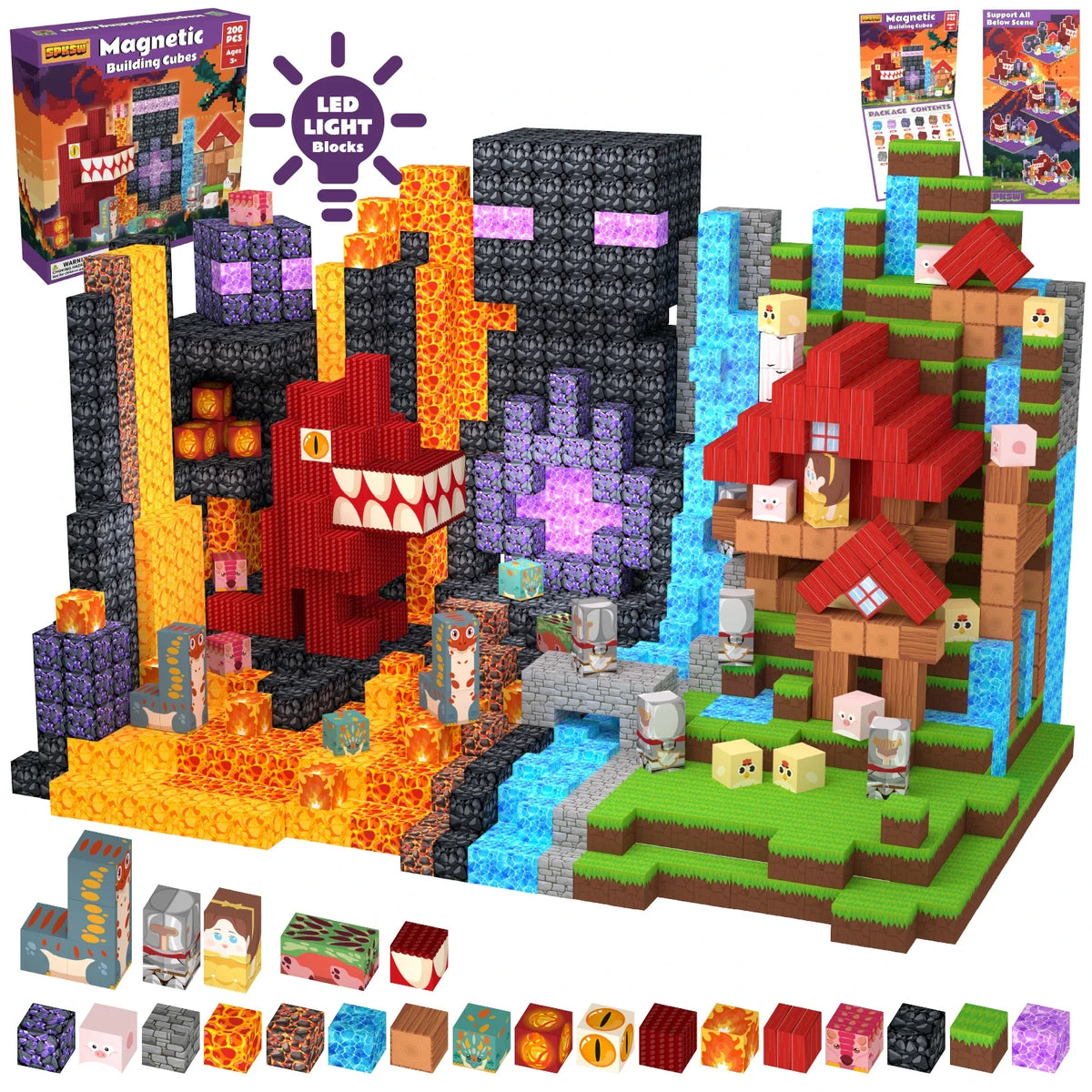 Funxinee Dinosaur Theme Park Magnetic Blocks STEM Building Set