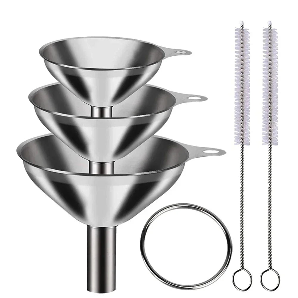 3–5 Pcs Stainless Steel Kitchen Funnel Set – Food Grade Bottle Filling & Spice Transfer Tool