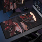 40x90cm Gaming Samurai Oni Mouse Pad Japan Mask Girl Deskmat Large Gamer Professional Premium Mousepad Speed Control Accessories