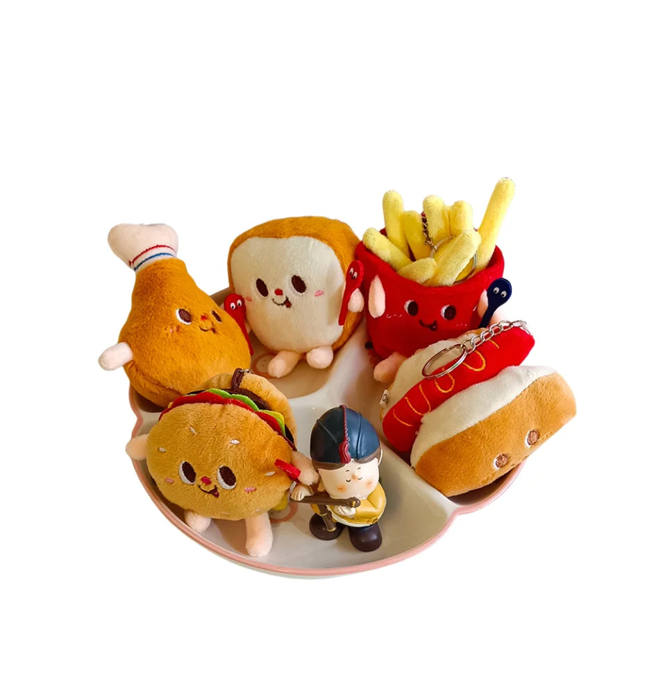 Burger & Fries Plush Keychain Set Cute Bag Charm Collection