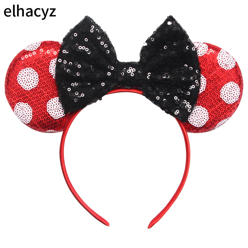 Embroidered Sequin Ears Bow Headband for Women & Girls