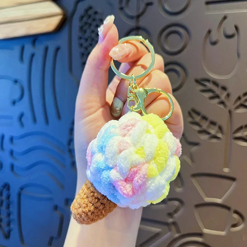 Cute Crochet Ice Cream Keychain Cone Bag Charm