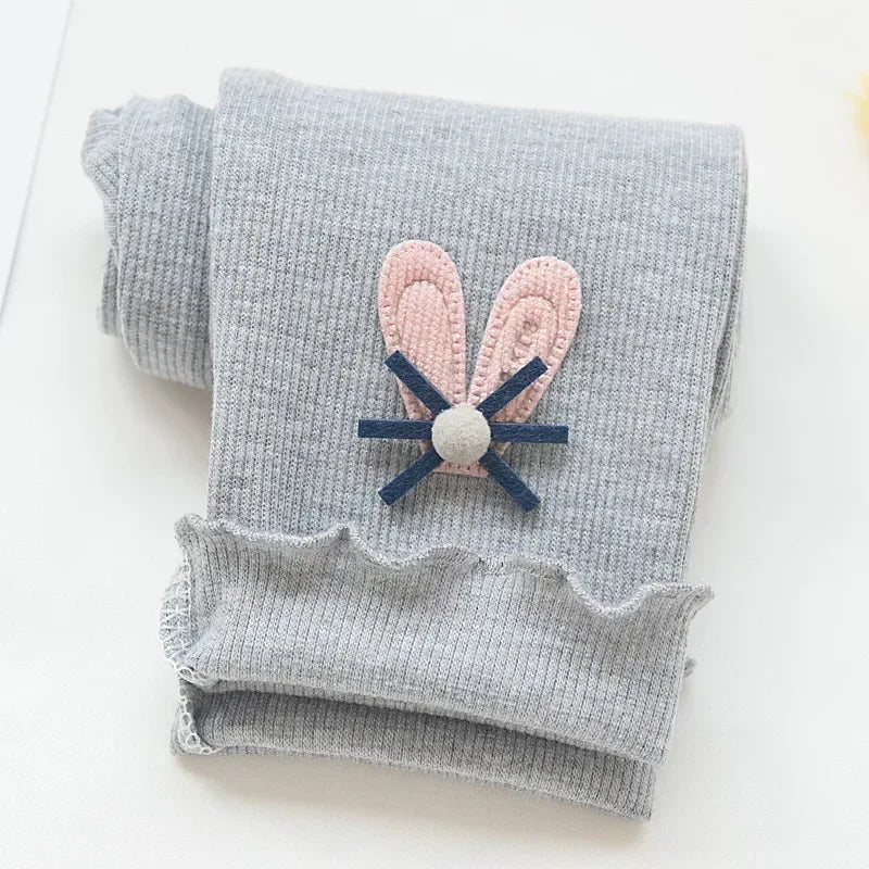 Bunny Butt Leggings for Girls - Playful Cotton Pants with Fluffy Tail Ear Details Perfect for Toddler Little Girl Everyday Wear