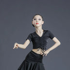 Children Professional Ballroom Latin Dance Dress For Girls Ballroom Dancing Dresses For Kids Leopard Print Top Skirt Samba Tango