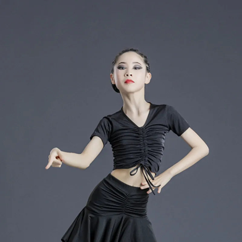 Children Professional Ballroom Latin Dance Dress For Girls Ballroom Dancing Dresses For Kids Leopard Print Top Skirt Samba Tango