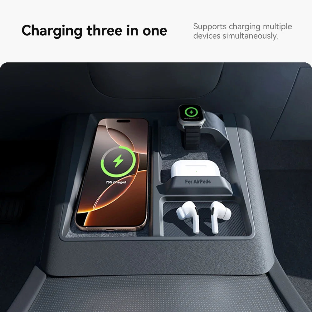 Wireless Charging Protective Frame for Mobile Phones Headphones Watches Non-Slip Limiter Compatible with Model 3/Y Highland Juni