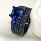 Charm Couple Rings Romantic Women Red Rhinestones Rings Set Trendy Men Stainless Steel Celtic Dragon Rings Wedding Band Jewelry