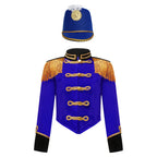 Girls Boys Halloween Nutcrackers Costume Set Drum Trumpet Team Tassel Jacket Coat Hat for Drummer Performance Circus Ringmaster