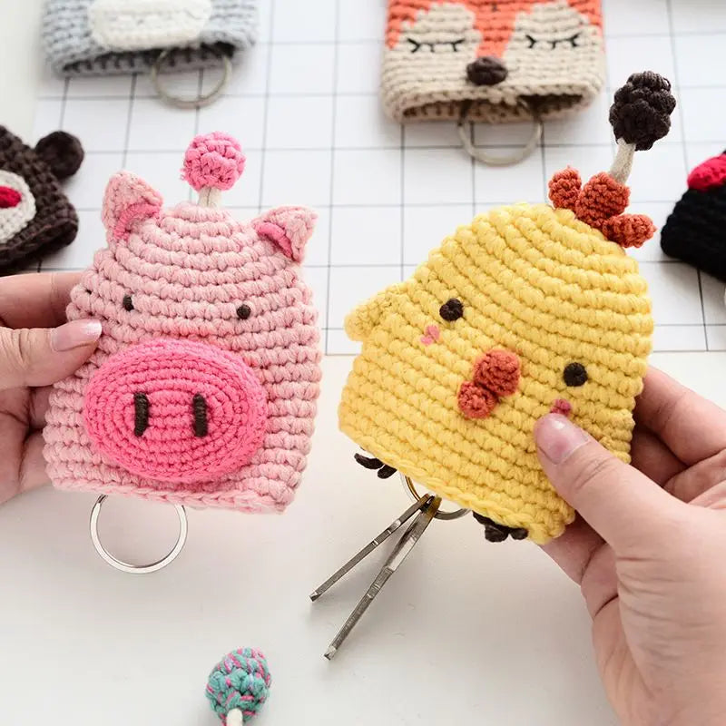 Cartoon Dog Key Case Handwoven Key Organizer Pouch
