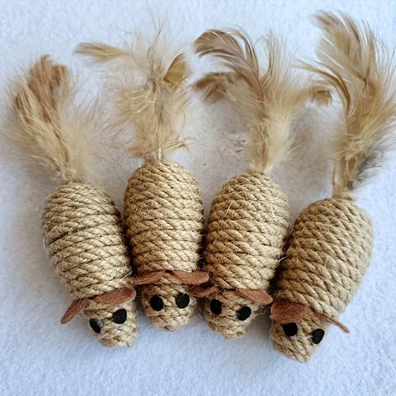 Sisal Cat Mouse Toy Interactive Bite Resistant Kitten Play Toy