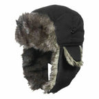 Men's Warm Soldier Hat Winter Pilot Patrolman Earmuffs Polyester Fiber Warm Russian Ski Hat Windproof Cold Pilot Hats