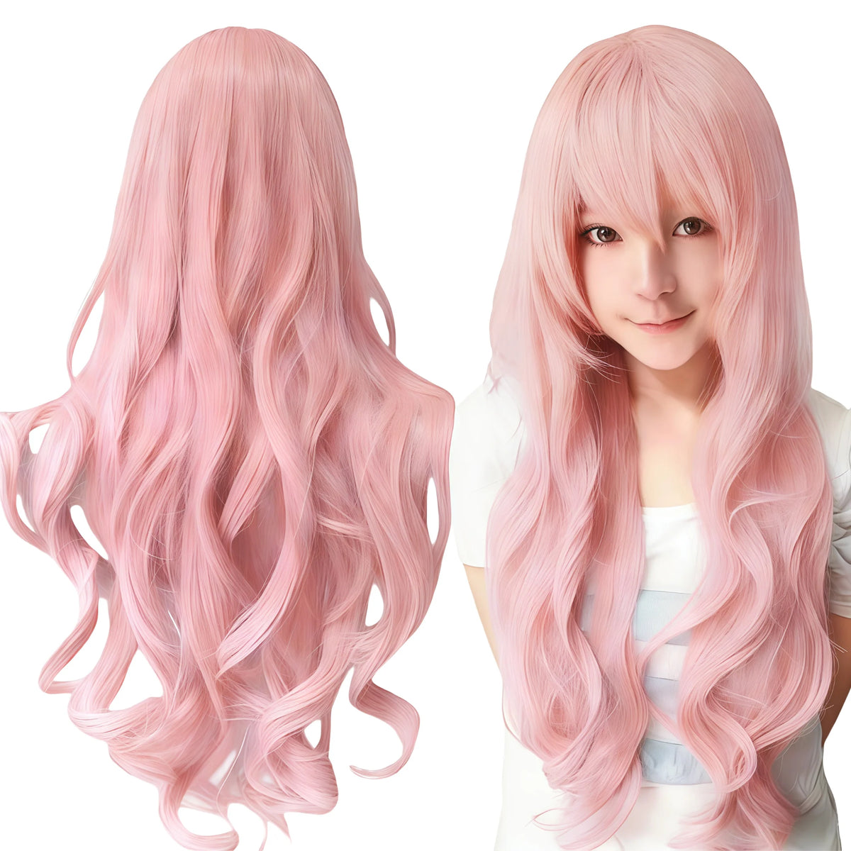 Synthetic Hair Pure White Lolita Long Cosplay Wig Curly Griffith Anime Wigs Halloween Inuyasha Costume Wig for Girl