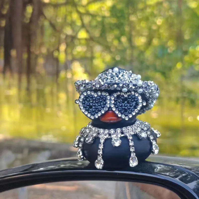 Luxury Diamond Rubber Duck Car Ornaments Purple Pink Black Car Ducks Funny Office Gifts Dashboard Decorations for Jeep for BMW
