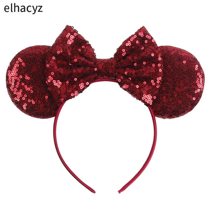 Embroidered Sequin Ears Bow Headband for Women & Girls