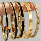 ZAKOL 5/1pcs Sparkling Zirconia Inlaid Stainless Steel Bracelet Set for Women Stackable Bangles Fashion Non Fading Jewelry Gift