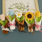 Crochet Flower Bouquet Keychain Handmade Floral Bag Charm