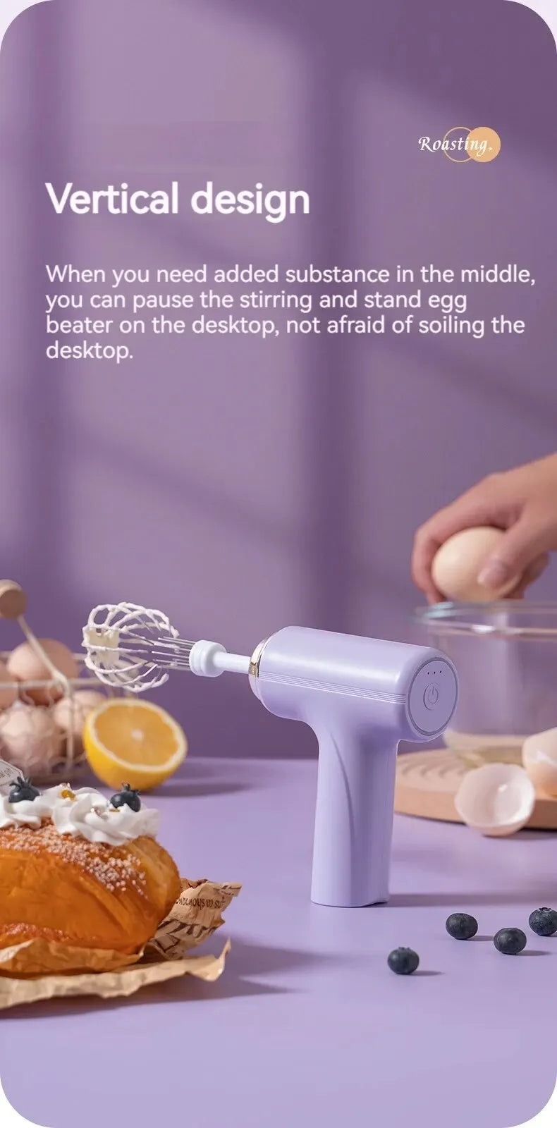 Wireless Electric Food Mixer – 3-Speed Portable Egg Beater & Frother
