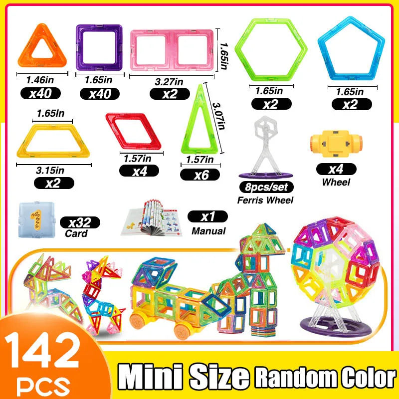 64-184PCS Kids Magnetic Building Blocks – STEM Construction Toy Set